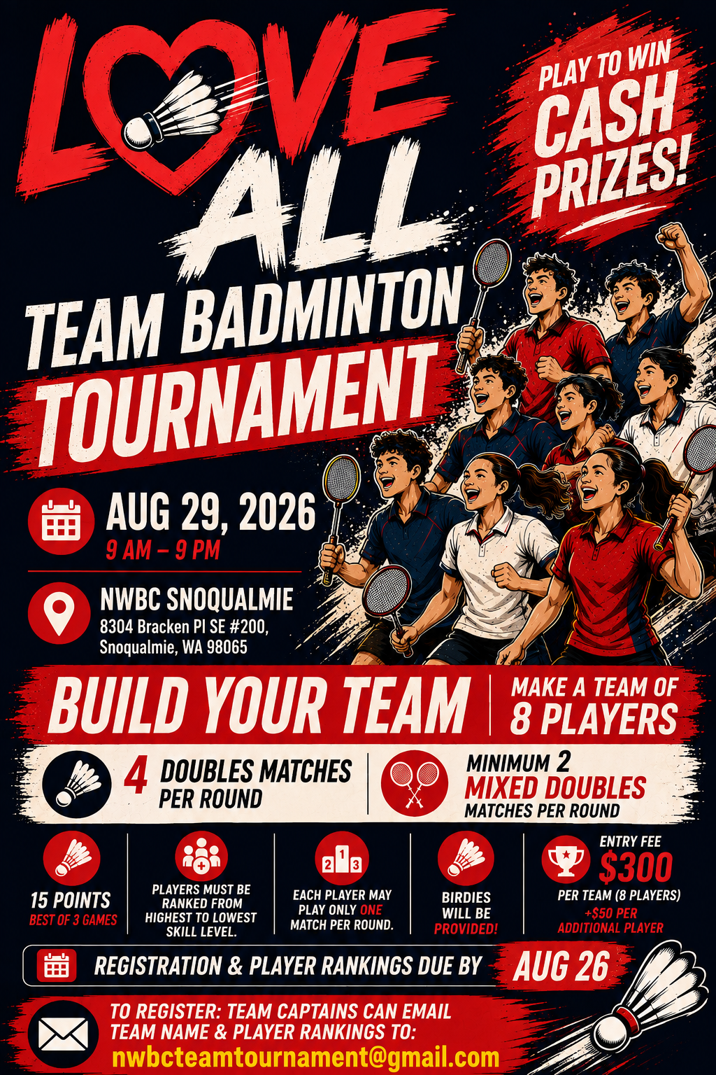 Love All Team Tournament flyer — full size